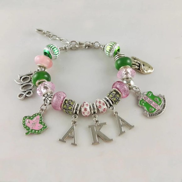 D9 Greeks Jewelry - Alpha Kappa Alpha Cherish Charm Bracelet AKA